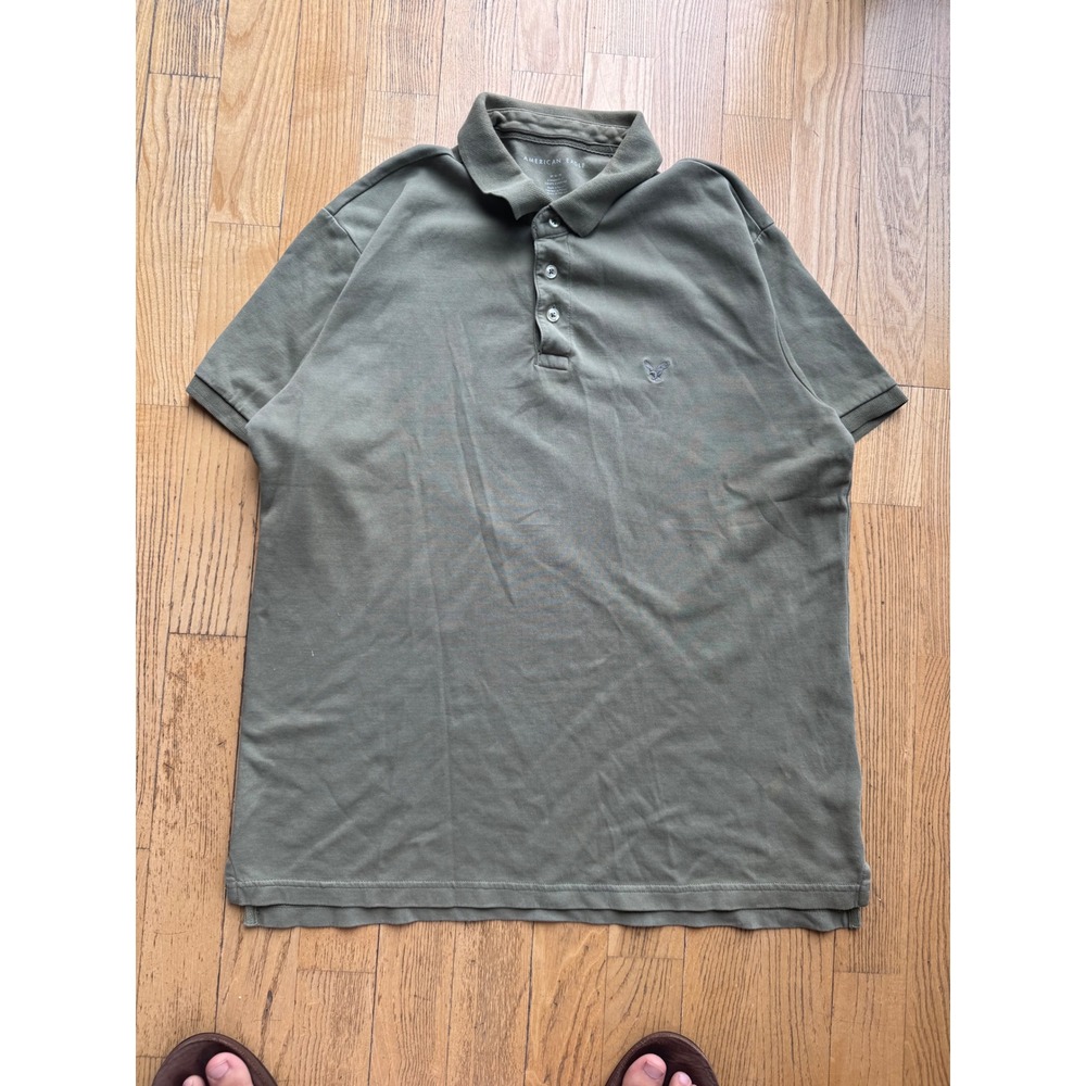American Eagle Mens Standard Fit Short Sleeve Polo Shirt Green Size Medium 48